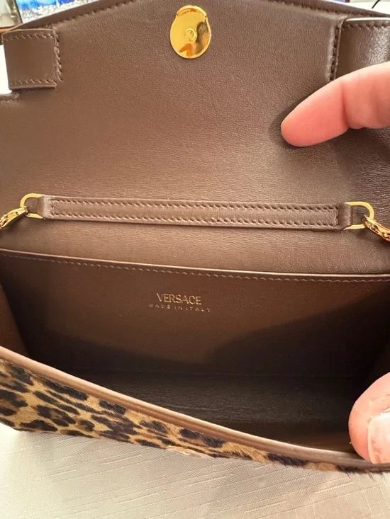 Versace Medusa '95 Leopard Wallet on gold chain 7" L x 1" W x 4" H. - Picture 8 of 14